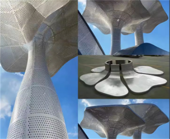 浙江湖州铝单板生产厂家异形钢结构包双曲铝单板项目